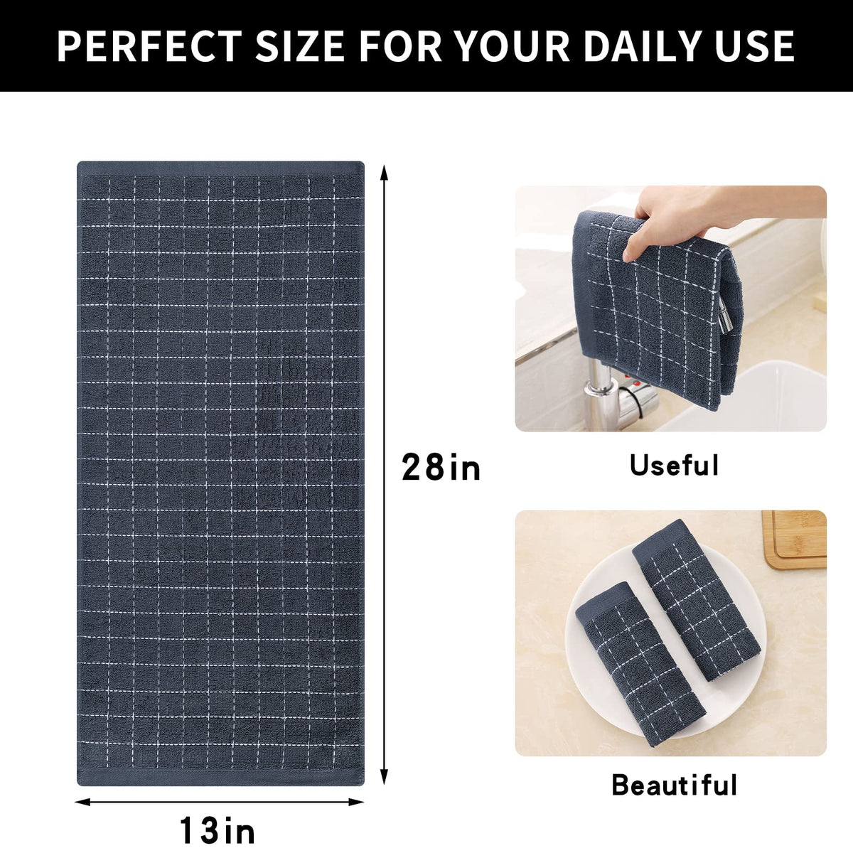 Homaxy four-pack size 13x28 inches suits everyday kitchen tasks.