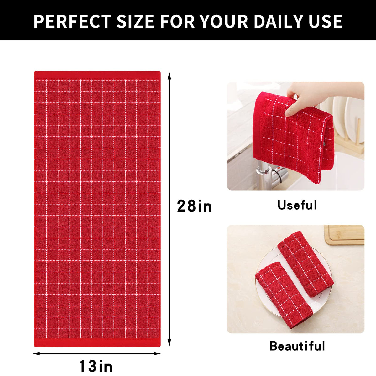 Homaxy four-pack of kitchen towels in red checkered design