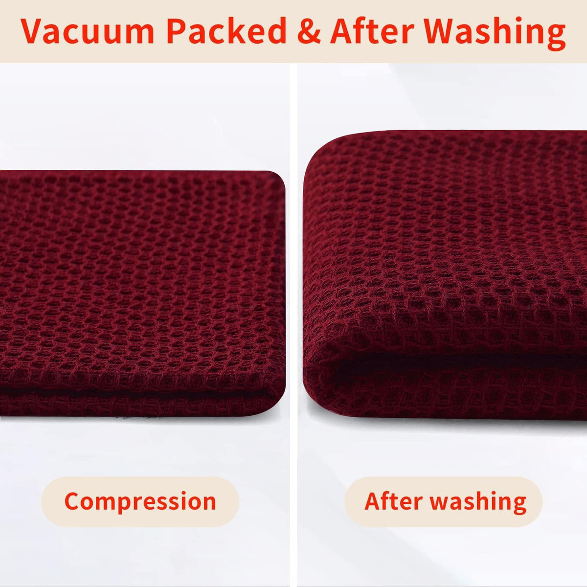 Homaxy gift-ready burgundy towels arranged as a thoughtful kitchen gift.