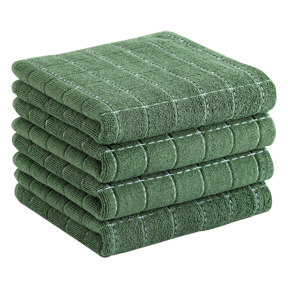 Homaxy grass green checkered kitchen towels in a 4-pack for versatile drying