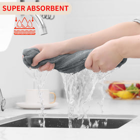 Homaxy gray waffle dishcloths in action drying glassware without scratches