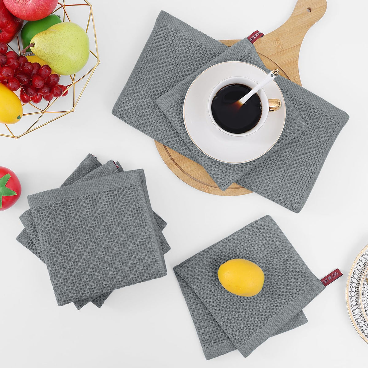 Homaxy honeycomb weave dishcloths absorb spills efficiently during meal prep