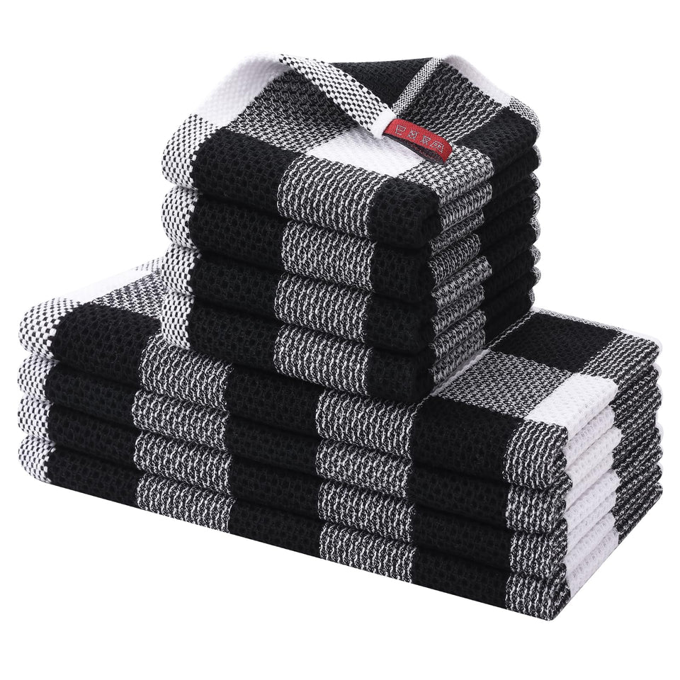 Homaxy kitchen towels and dishcloths set in two sizes for versatile drying.