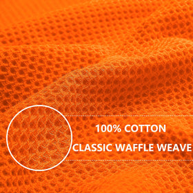 Homaxy orange waffle dish towels drying in kitchen, ready to handle spill cleanup.