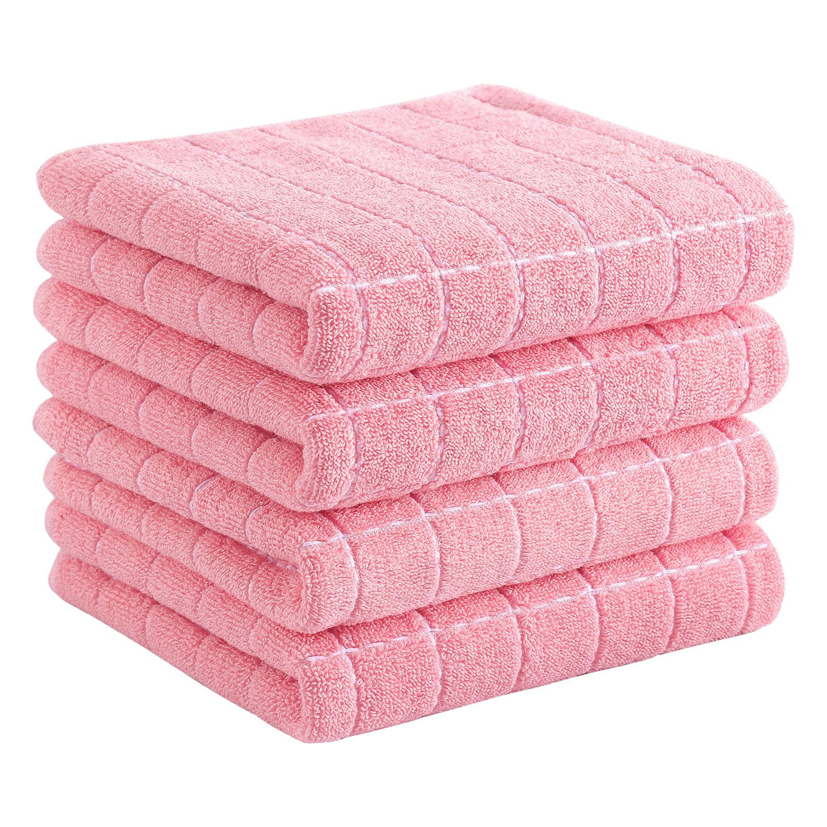 Homaxy pink checkered kitchen towel showing vibrant color and quick-drying terry for dishes