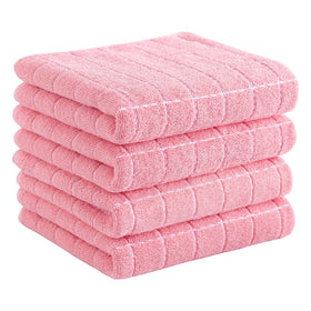 Homaxy pink checkered kitchen towel showing vibrant color and quick-drying terry for dishes