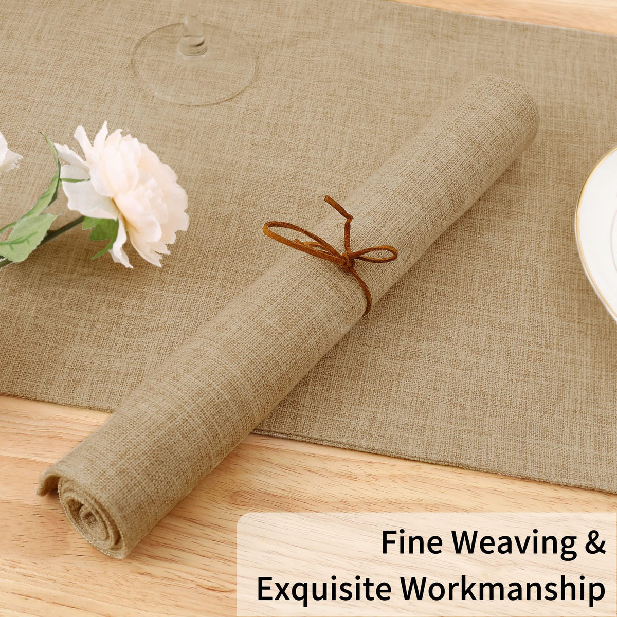 Homaxy placemats linen-cotton blend texture adds natural elegance