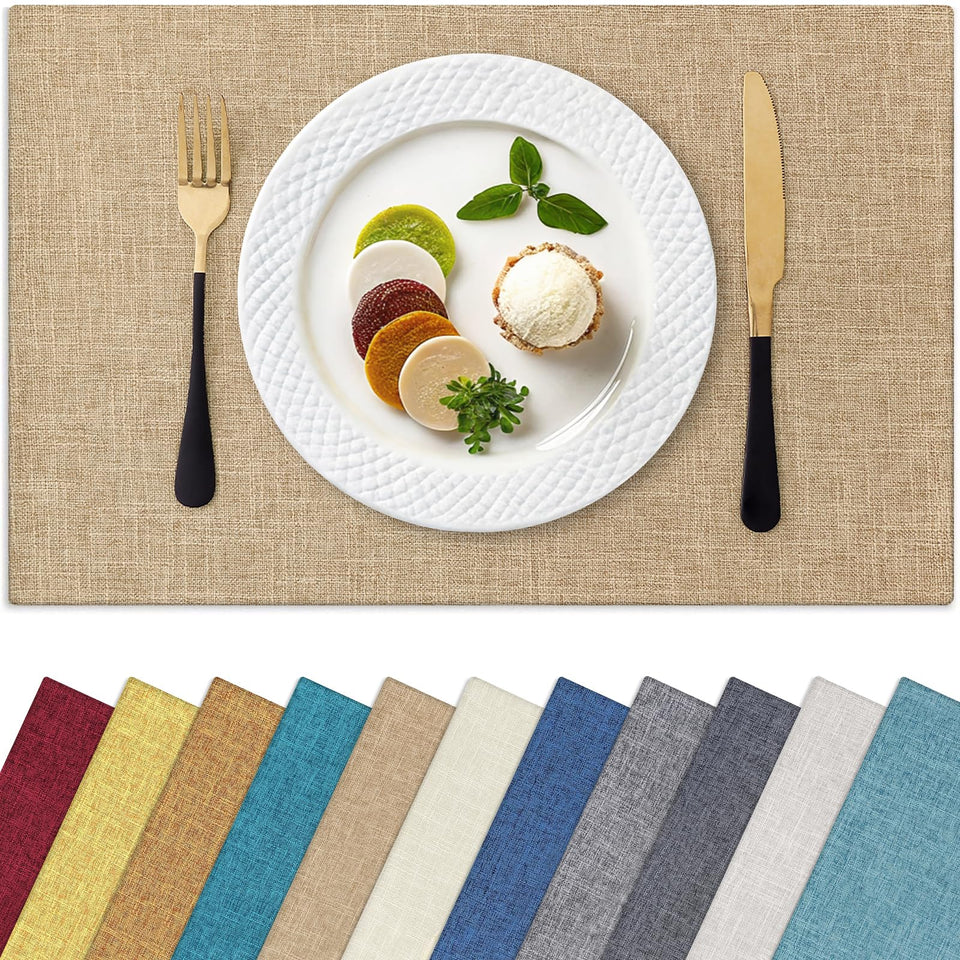 Homaxy placemats set of 6 flaxen color on table enhances dining ambiance