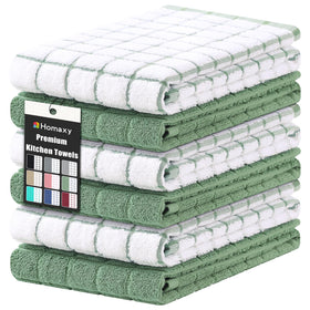 Homaxy premium cotton towels with grass green check offer absorbent kitchen use