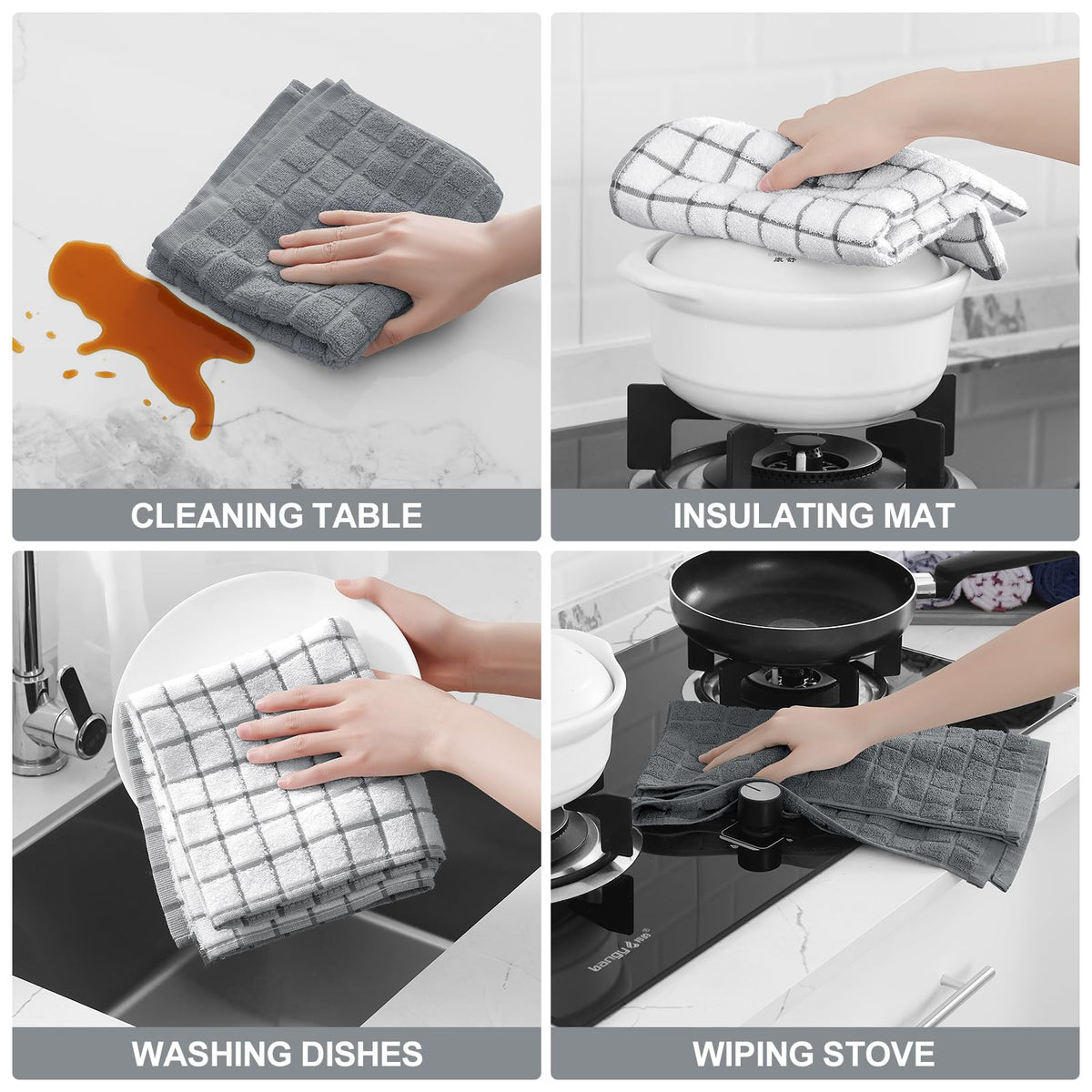 Homaxy towel with hanging loop, easy to hang and access during cooking.
