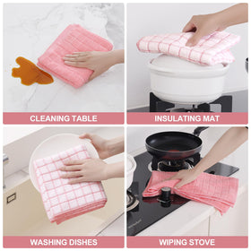 Homaxy pink-check towels used as napkins or placemats.