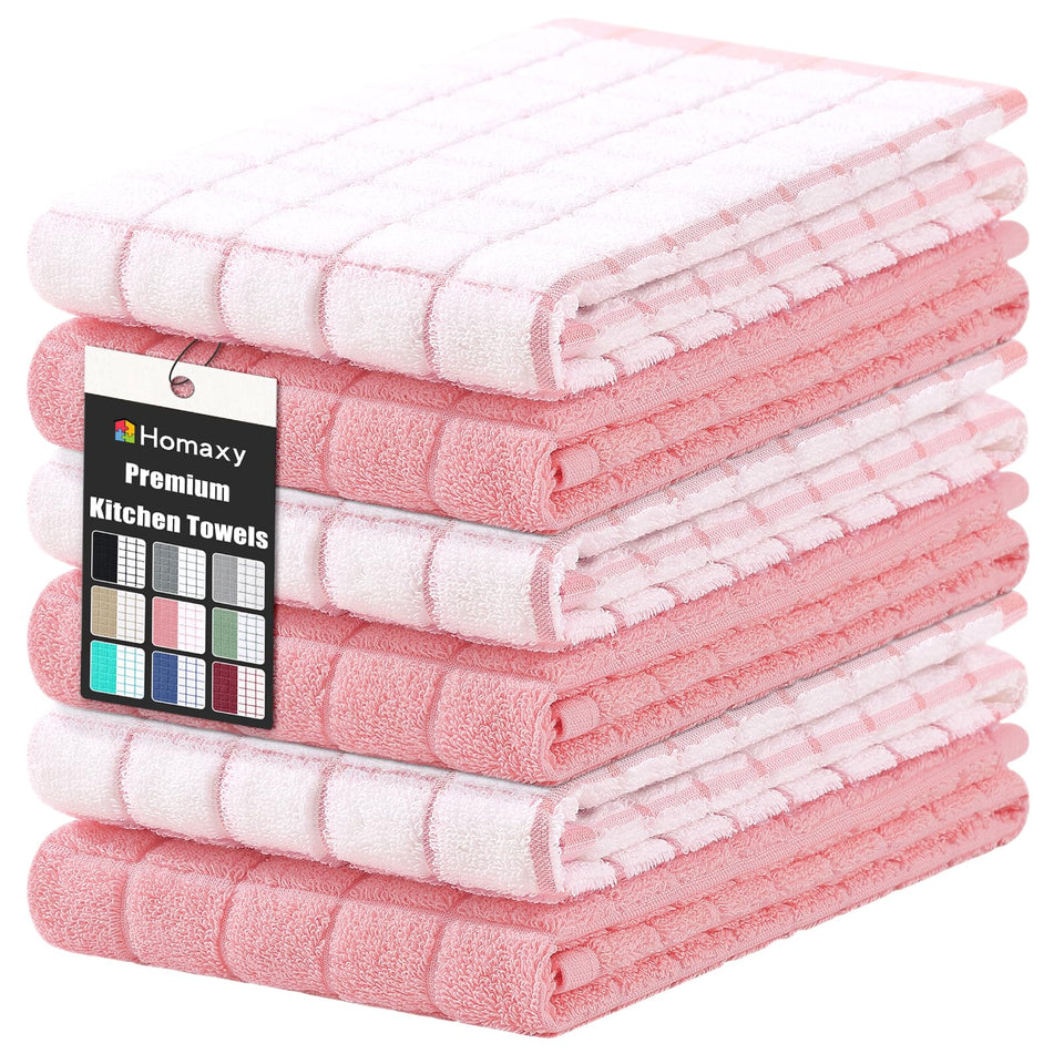 Homaxy pink-check towel folded display shows soft premium cotton for daily use.