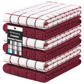 Homaxy premium cotton kitchen towels with red check design for quick spill absorption.