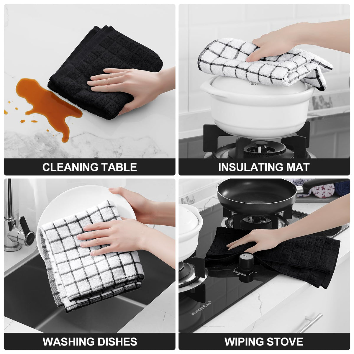 Homaxy 390 GSM terry weave demonstrated in action wiping spills