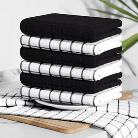 Homaxy towel with check design visible on kitchen counter for style