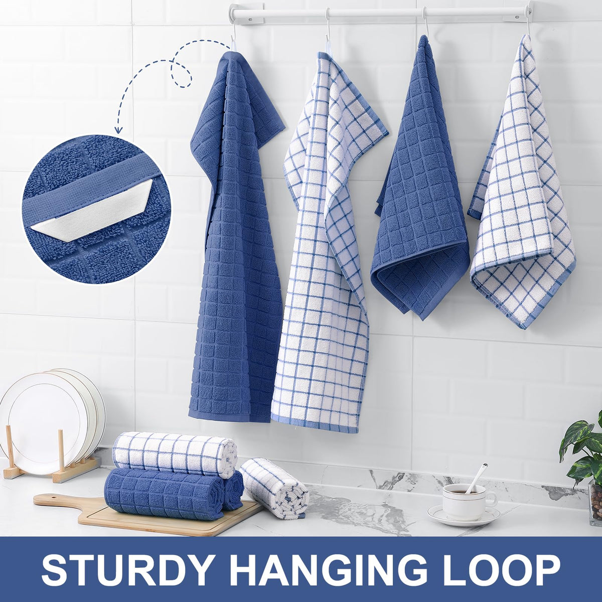 Homaxy towel absorbs spills, illustrating strong absorbency for kitchen messes.