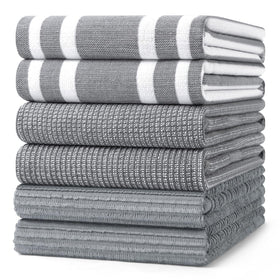 Homaxy premium kitchen towels six-pack in grey, ideal for daily dish drying.