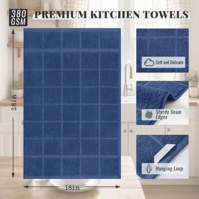 Homaxy navy towel with hanging loop for easy drying and storage.