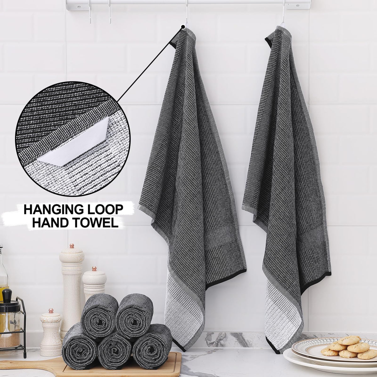 Homaxy 6-pack display showing the multi-texture towels for kitchen use