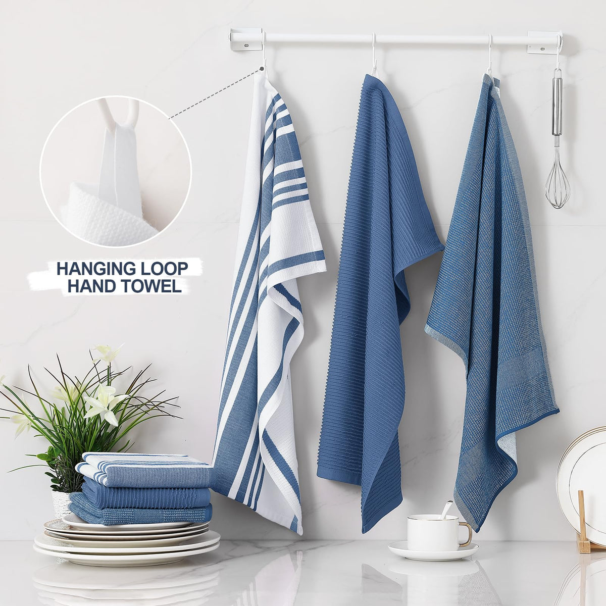 Homaxy Premium Kitchen Towels absorbency closeup highlights 380 GSM performance for quick cleanup.