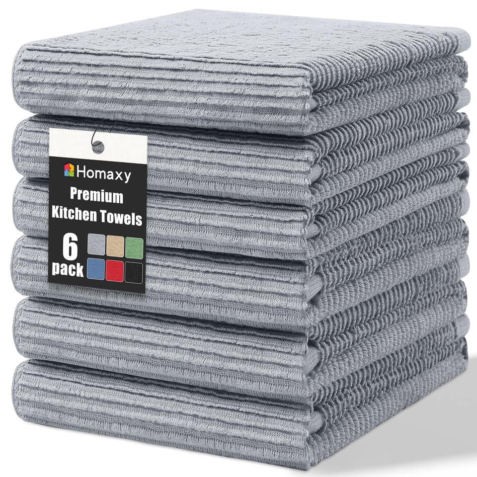 Homaxy Premium Kitchen Towels absorbent texture for quick drying and streak-free results