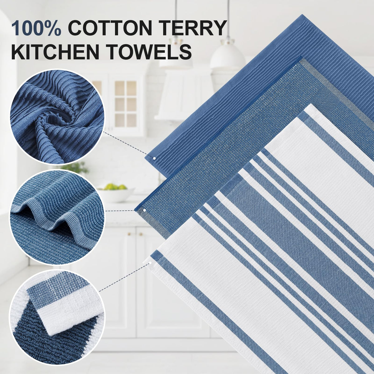 Homaxy Premium Kitchen Towels design variety showcased for easy color-coding during meal prep.