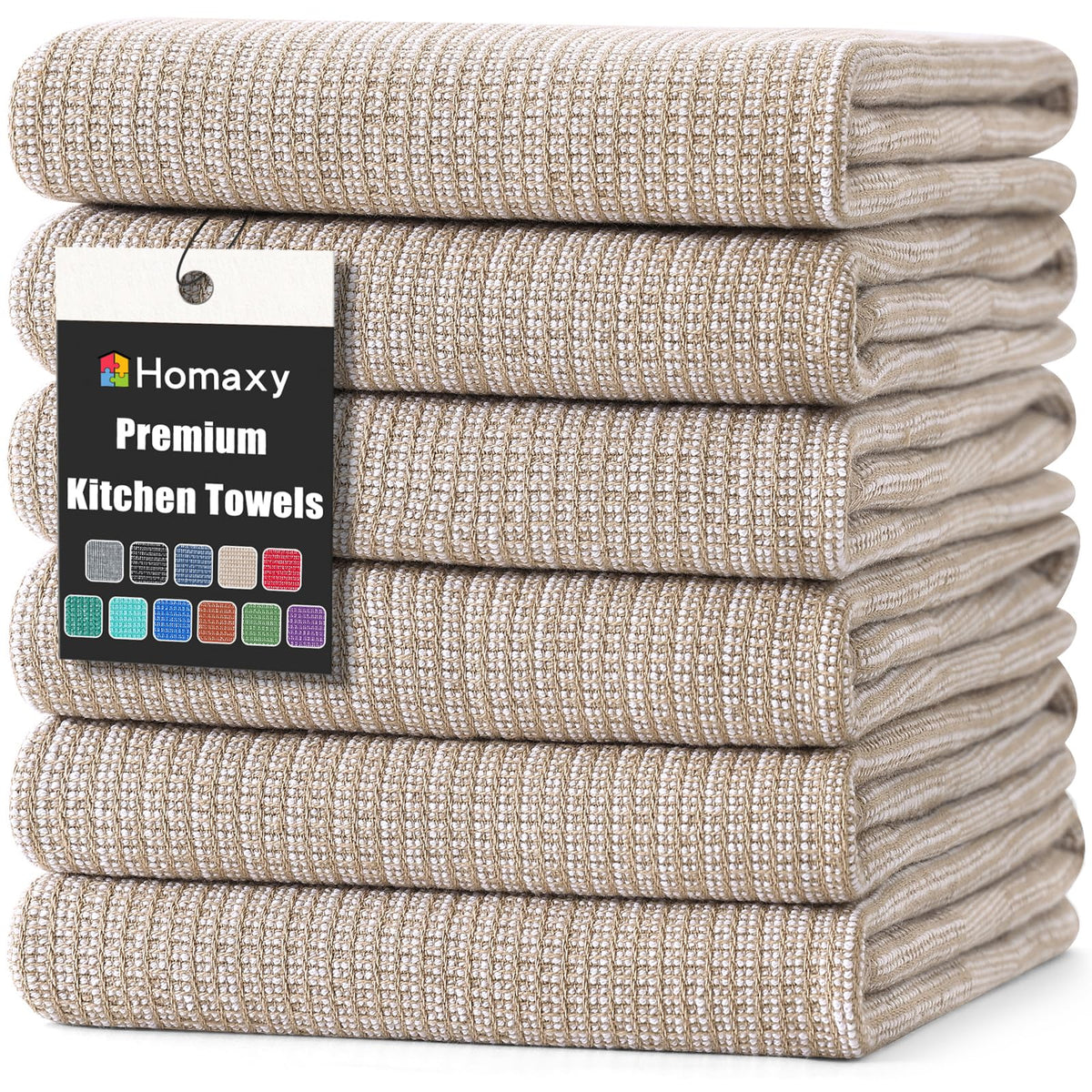Homaxy premium towels flat-18x28 show durability and soft touch for drying dishes.