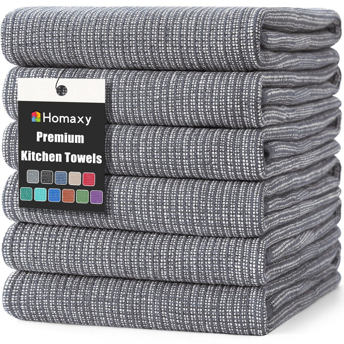 Homaxy premium kitchen towels flat and terry texture for versatile drying.