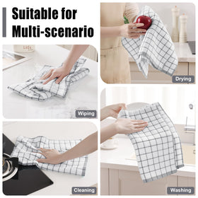 Homaxy Premium Kitchen Towels grey check pattern adds style to the countertop