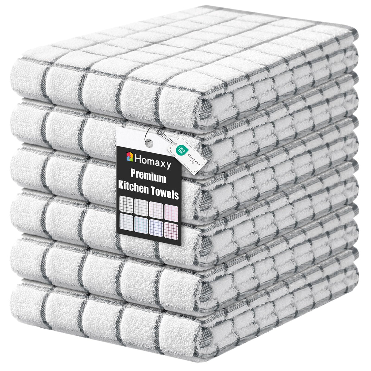 Homaxy Premium Kitchen Towels grid design showcase soft, durable cleaning in the kitchen