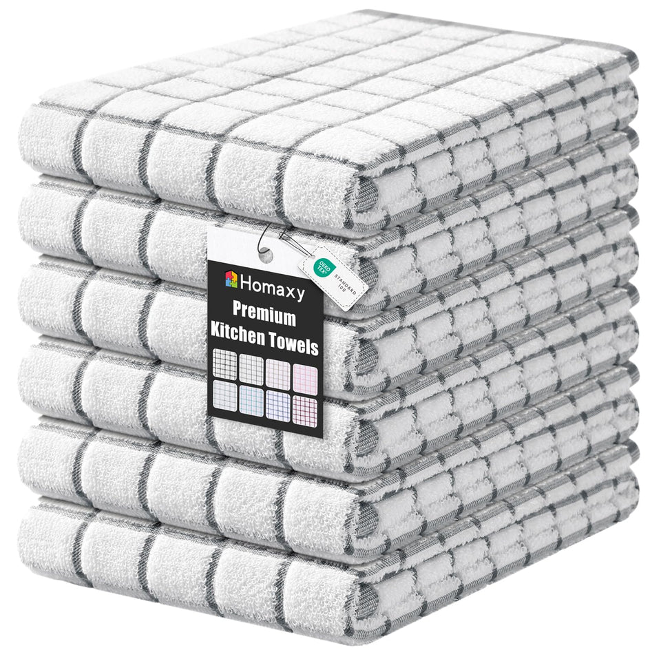 Homaxy Premium Kitchen Towels grid design showcase soft, durable cleaning in the kitchen