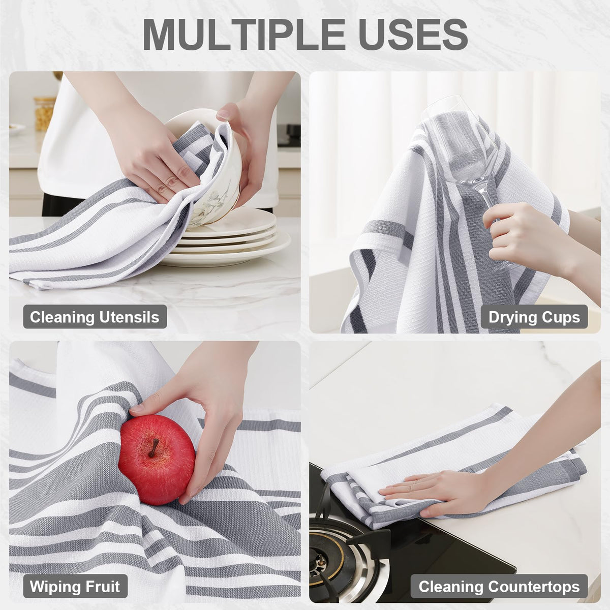 Homaxy towels with hanging loop for easy storage.