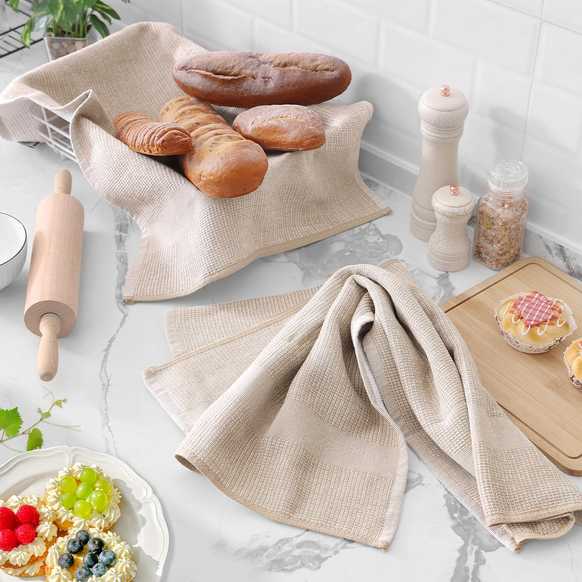 Homaxy khaki color blends with modern kitchen decor.