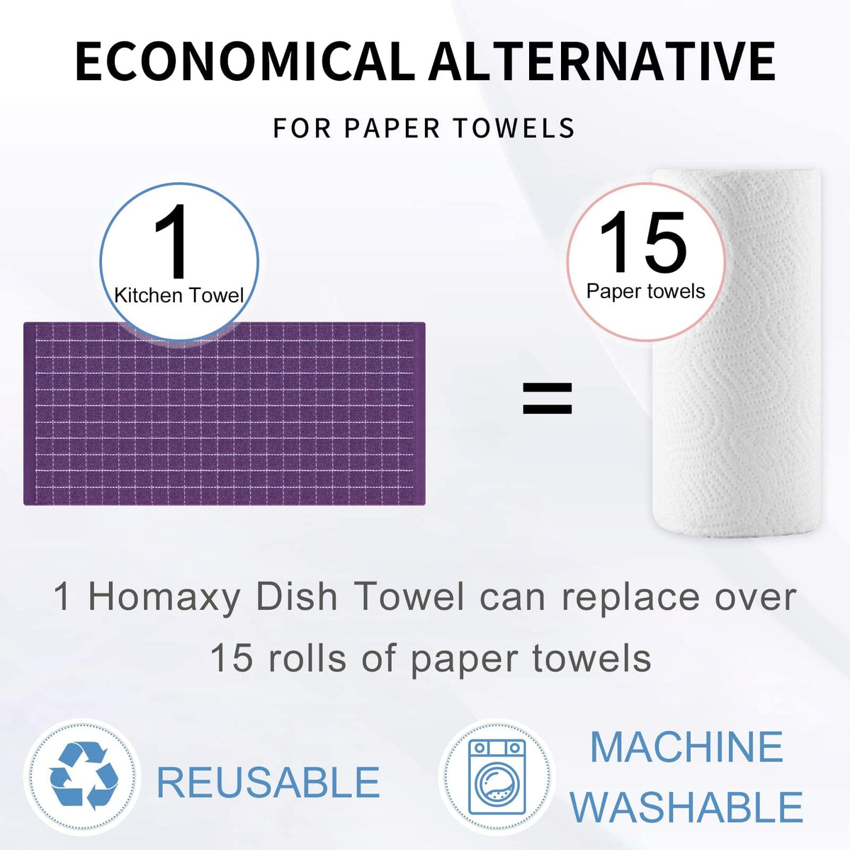 Homaxy purple checkered towels add color while absorbing oils.