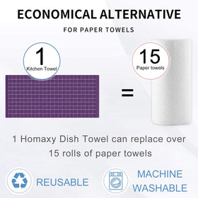 Homaxy purple checkered towels add color while absorbing oils.