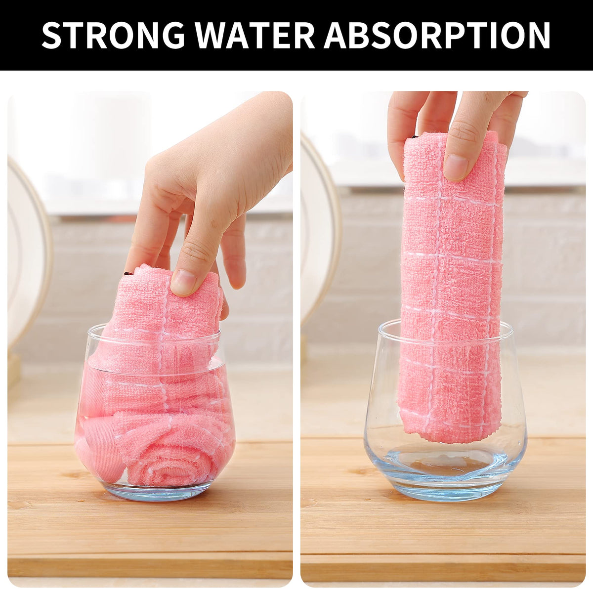 Homaxy quick-drying terry kitchen towel demonstrates high absorbency for spills and dishes