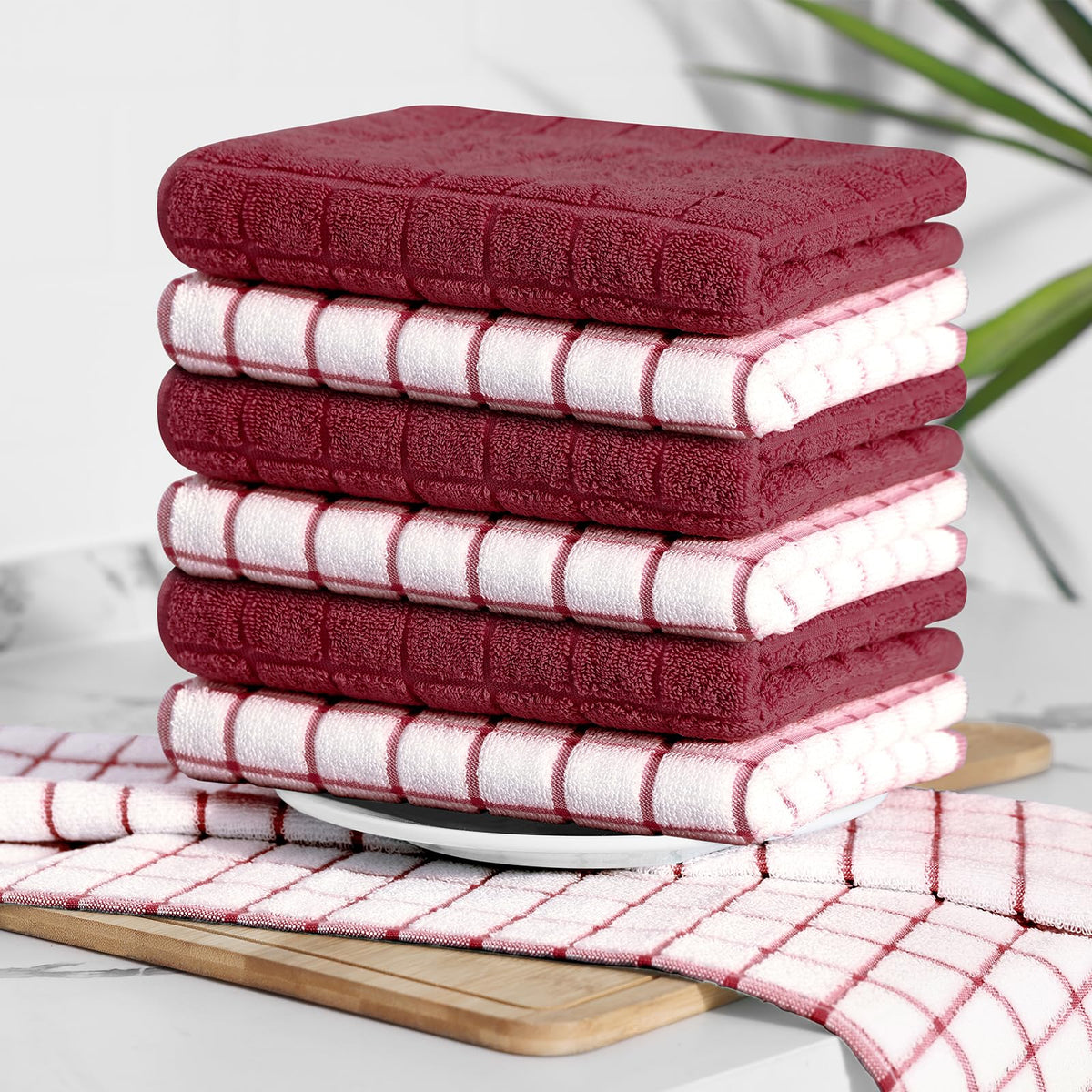 Homaxy red check design adds timeless style to any kitchen.