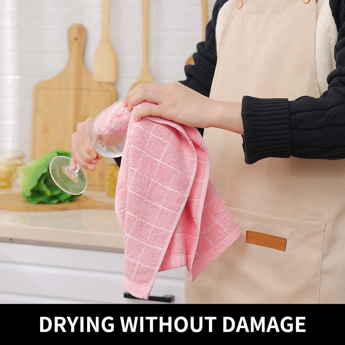 Homaxy scratch-free soft finish towel shown for delicate utensil wiping
