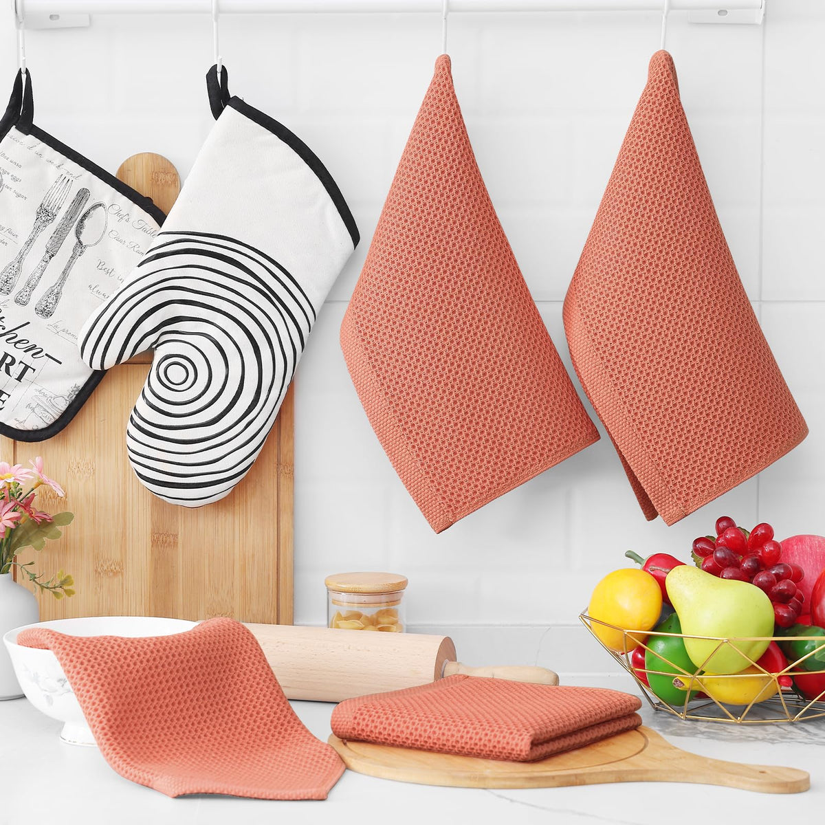 Homaxy 6-pack coral dishcloths, versatile towels for drying and wiping.