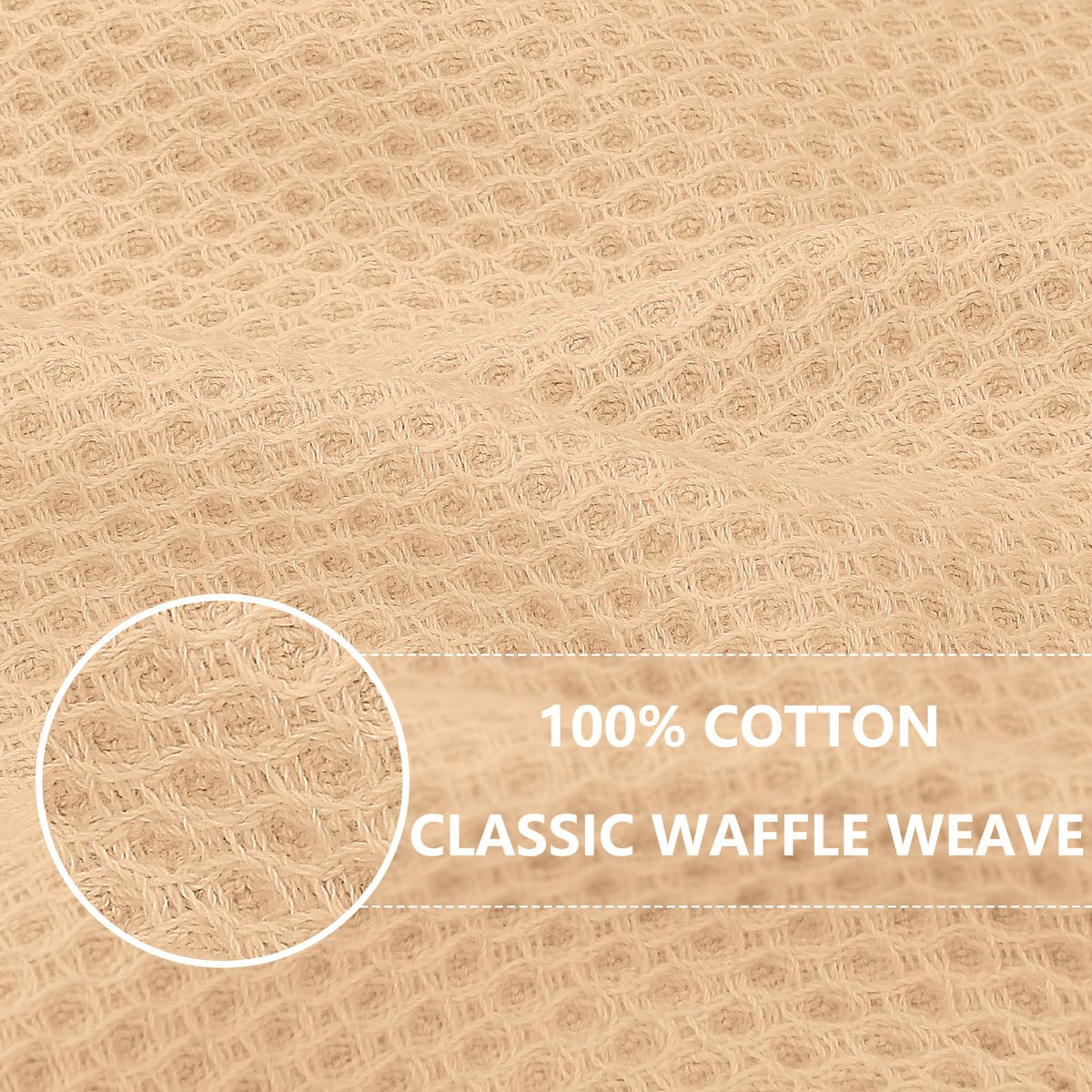 Homaxy apricot dishcloth close-up shows soft cotton waffle weave protecting cookware.