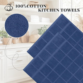 Close up terry grid texture on navy Homaxy towel for effective scrubbing.