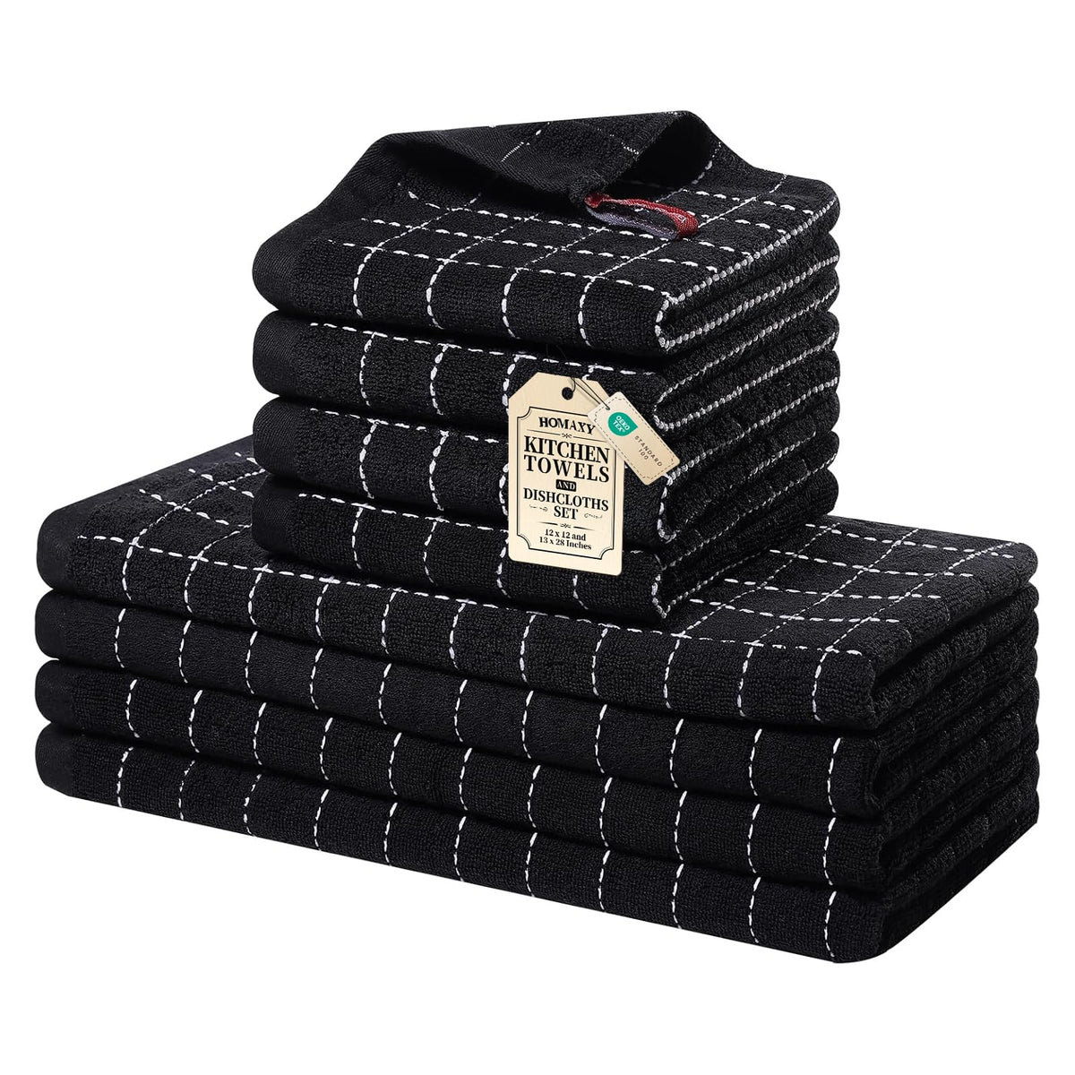 Homaxy checkered 12x12 dishcloths absorbent for quick spills