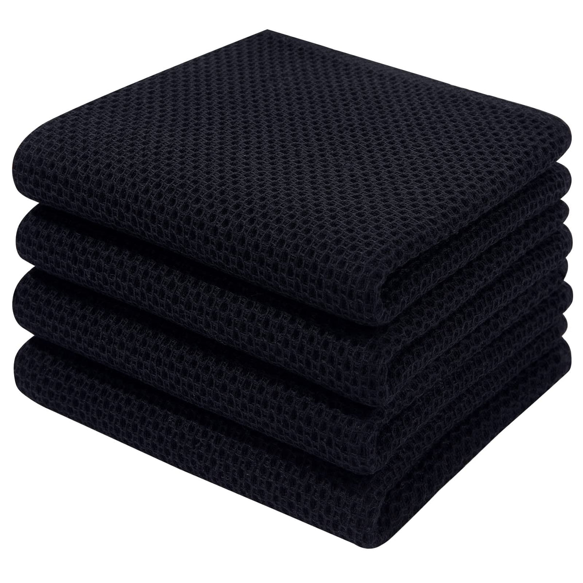 Homaxy waffle-dish-towels black 4-pack, absorbent for fast drying