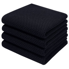 Homaxy waffle-dish-towels black 4-pack, absorbent for fast drying