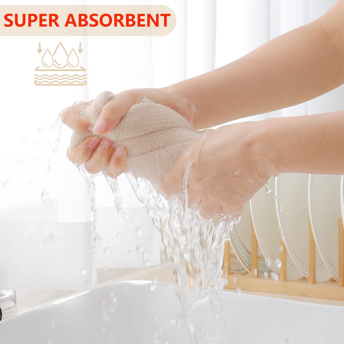 Homaxy waffle dishcloth drying dishes quickly without scratching surfaces