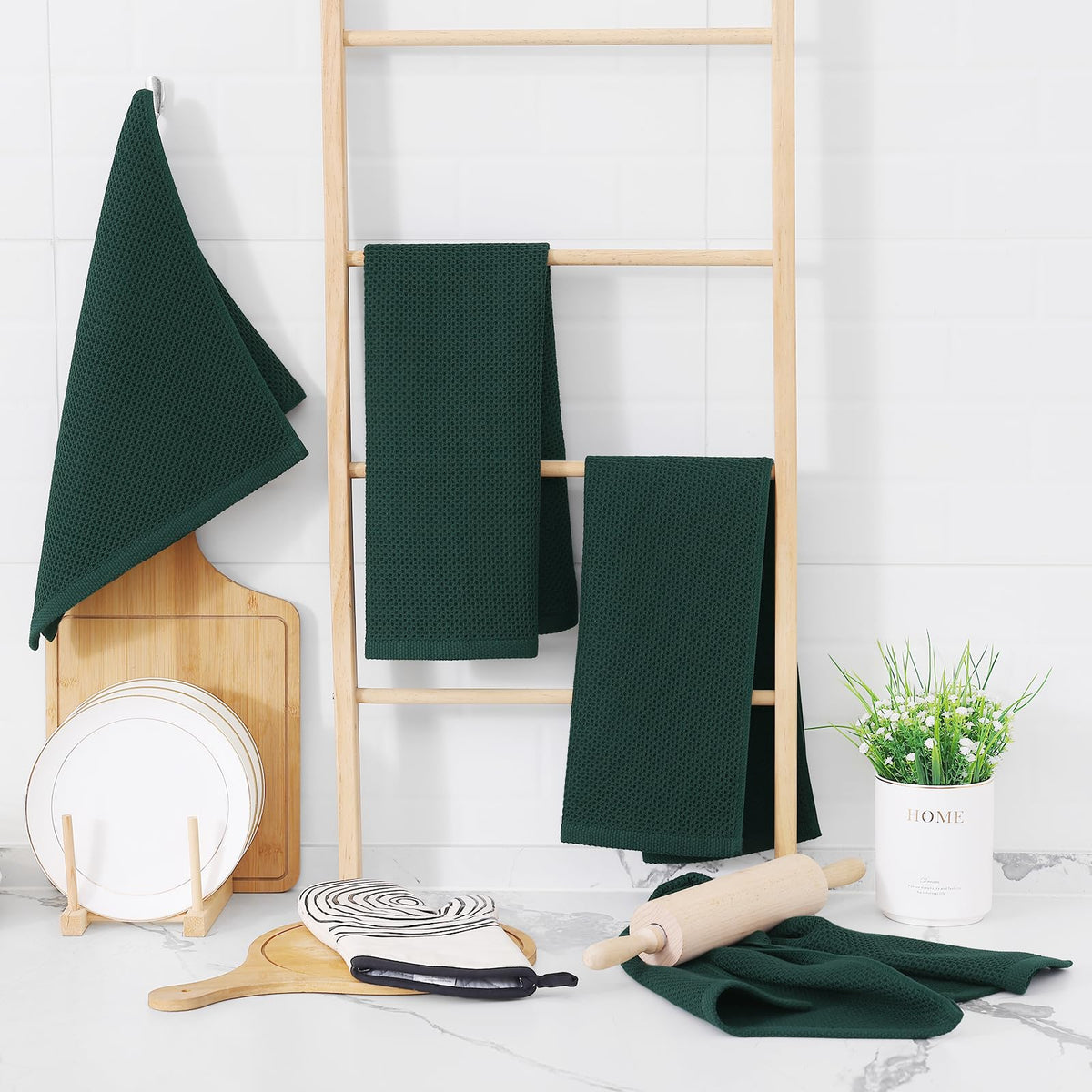 Homaxy waffle towels emphasizing fast drying for busy tasks