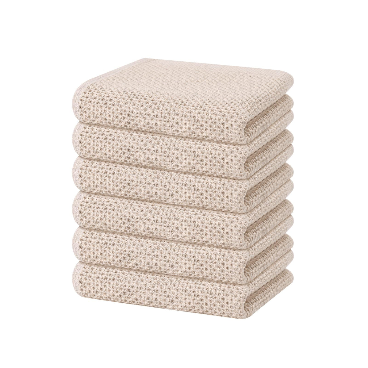 Homaxy waffle weave dish towel beige close-up showing ultra-absorbent texture.