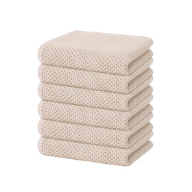 Homaxy waffle weave dish towel beige close-up showing ultra-absorbent texture.
