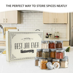 Homazing compact 2 oz spice jars fit in tight kitchen spaces.