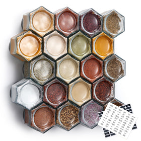 Homazing hexagon magnetic spice jar on fridge for neat storage.